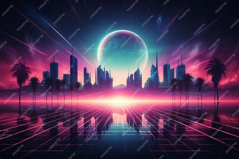 Premium AI Image | Synthwave inspired background 80s retro nostalgic