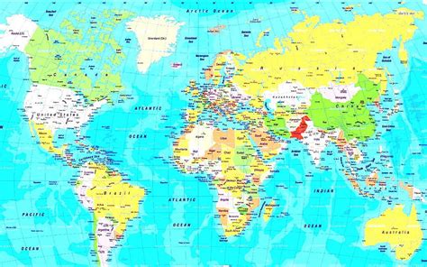 World Map With Country Name Hd Wallpaper - Tutor Suhu