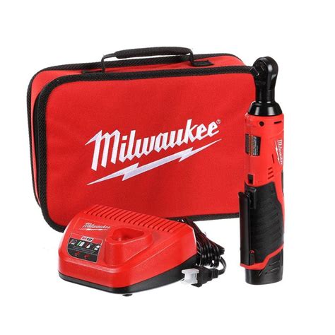 Milwaukee M12 12-Volt Lithium-Ion 3/8 in. Cordless Ratchet Kit-2457-21 - The Home Depot