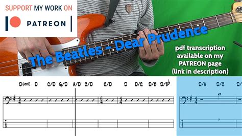 Beatles - Dear Prudence (Bass cover with tabs) - YouTube