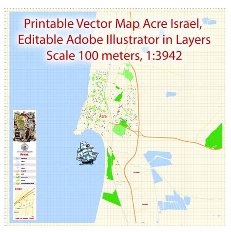 Acre Israel Map – Maps in Vector: Detailed Street Maps Illustrator PDF CorelDRAW EPS DWG DXF