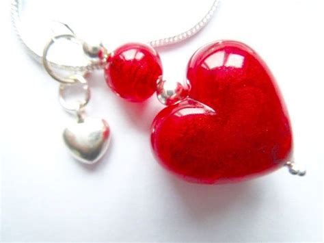 Murano glass handmade red heart pendant with sterling silver | Etsy | Murano glass heart, Silver ...