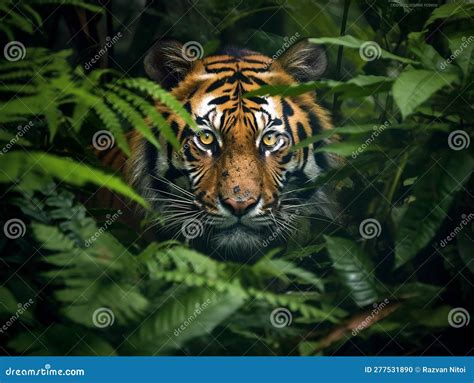 Wild Tiger Hunting and Ready To Attack in the Jungle Stock Illustration - Illustration of ...