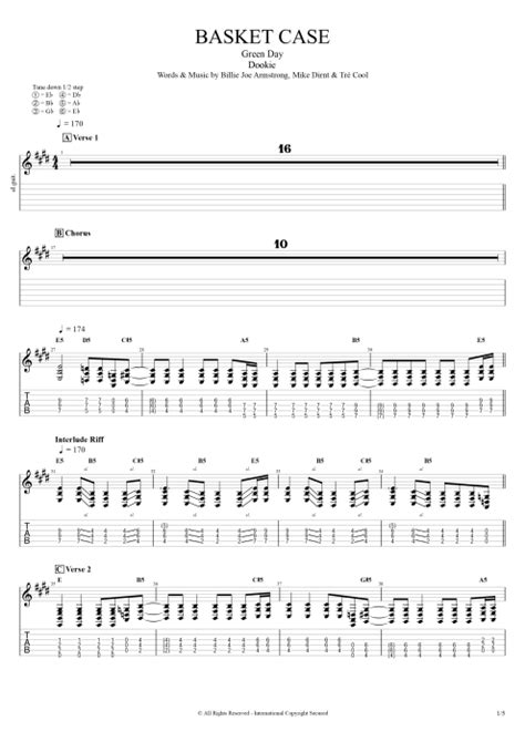 Basket Case Tab by Green Day (Guitar Pro) - Full Score | mySongBook