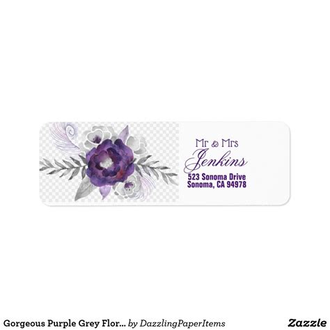 Gorgeous Purple Grey Floral Return Address Labels http://www.zazzle.com/artzdizig… | Wedding ...