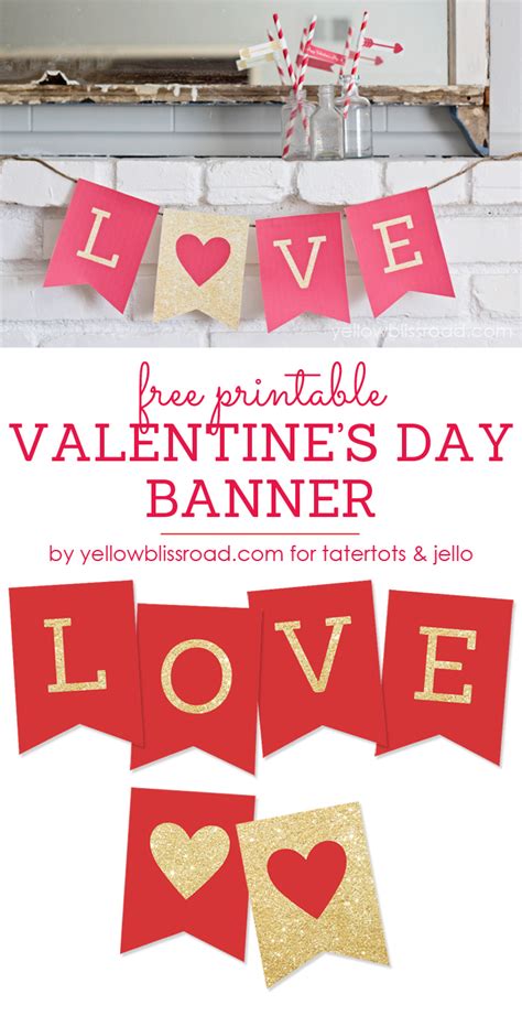 Free Printable LOVE Valentine's Day Glitter Banner