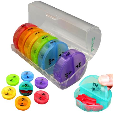 Zzteck Daily Pill Organizer 2 Times a Day - Weekly AM PM Pill Box Case Moisture-Proof Travel ...