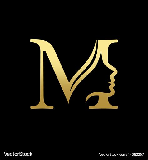 Letter m beauty women face logo design Royalty Free Vector