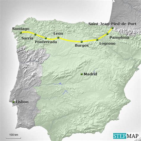 StepMap - Camino Frances - Landkarte für Spain