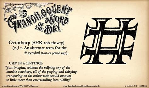 Octothorp (hash sign) Victorian style, by Grandiloquent Word of the Day ...