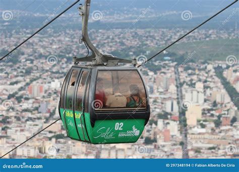 View of the Cable Car Reaching the Summit of Cerro San Bernardo Editorial Stock Image - Image of ...