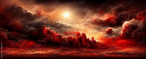 abstract dark red background, dramatic red sky, red, banner, clouds ...