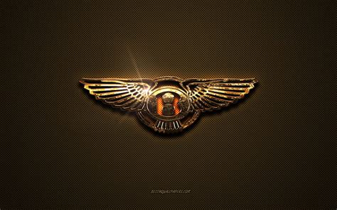 Logo emas Bentley, karya seni, latar belakang logam cokelat, lambang ...