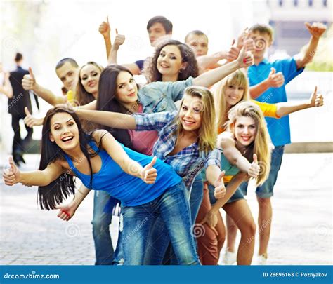 Group People in Summer Outdoor. Stock Image - Image of casual, people: 28696163