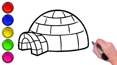 HOW TO DRAW IGLOO AND WELL FOR KIDS, CHILDRENS STEP BY STEP IN EASY ...