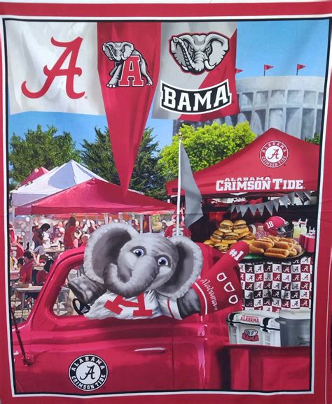 New Large NCAA ALABAMA Crimson Tide 100% Cotton Panel SEC for Quilts ...