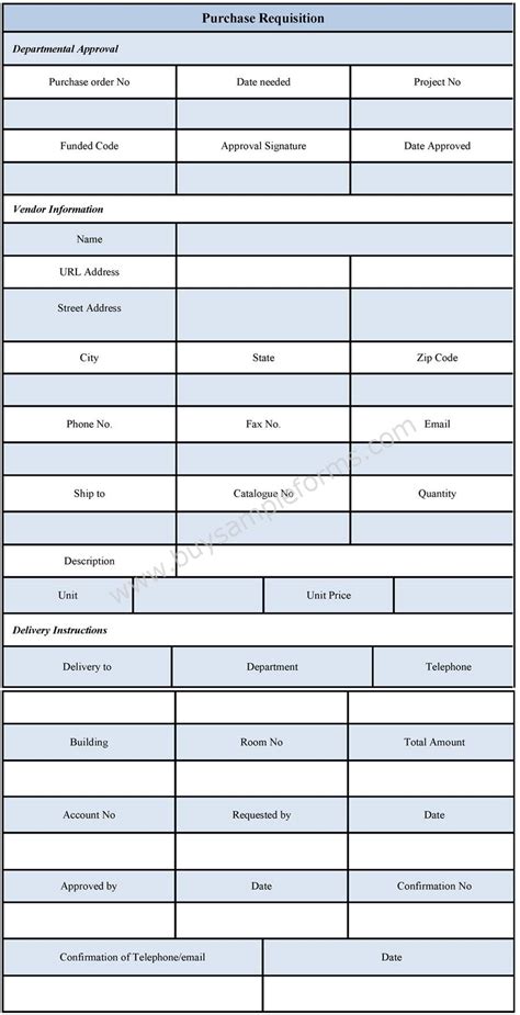 Purchase Requisition Form - Sample Forms