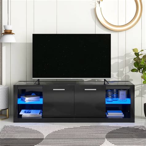 Yiekholo Modern/Contemporary Black Tv Cabinet (Accommodates TVs up to 70-in) in the TV Stands ...