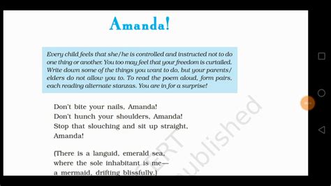 Ncert Class 10th First Flight Amanda Poem English Explanation Youtube – Otosection