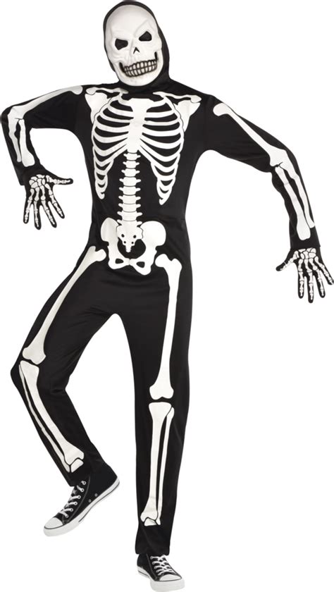 Men's X-Ray Skeleton Black/White Jumpsuit with Mask & Gloves Halloween Costume, One Size ...