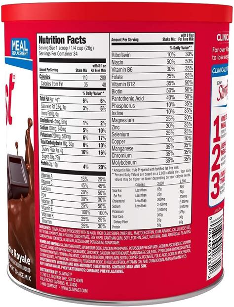 33 Slim Fast Shake Nutrition Label - Labels Database 2020