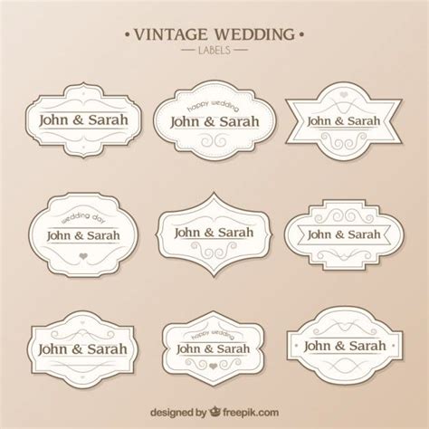 Free Vector | Wedding labels template | Label templates, Free label ...