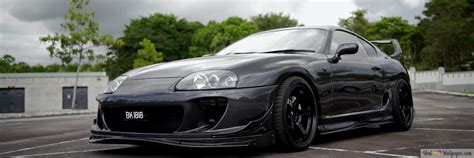 Toyota supra mk4 with black color and black rim 4K wallpaper download