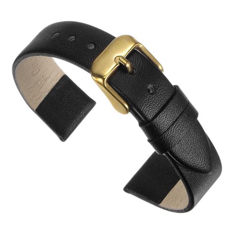 Uxcell Black Genuine Leather Band 20mm Width, Flat Thin Elegant Leather ...