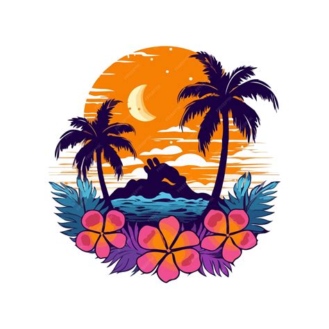 Premium Vector | Beach sunset vector art