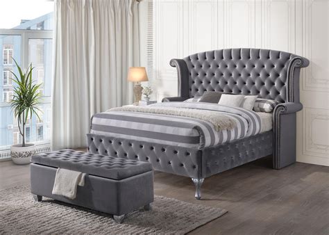 ACME Rebekah Queen Bed, Gray Velvet (1Set/4Ctn)-Color:Gray Velvet ...