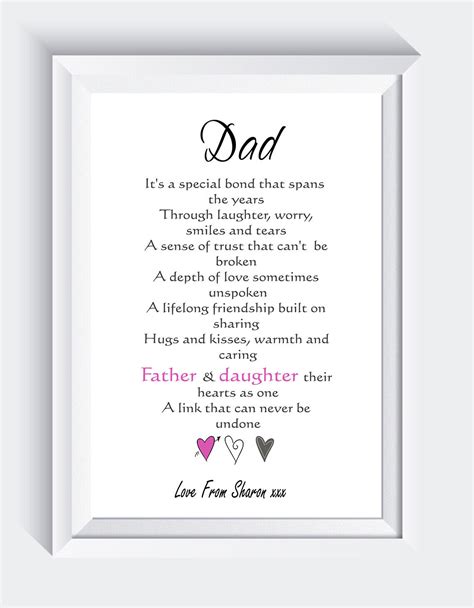 Daddy Daughter Poem Print | lupon.gov.ph