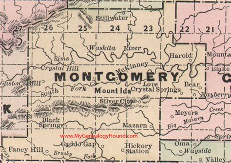 Montgomery County, Arkansas 1889 Map