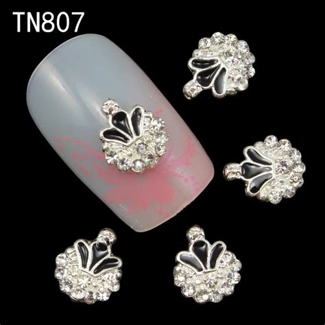 10pcs black Glitter 3d Cross Nail Art Decorations with Rhinestones, Alloy Nail Charms Jewelry ...