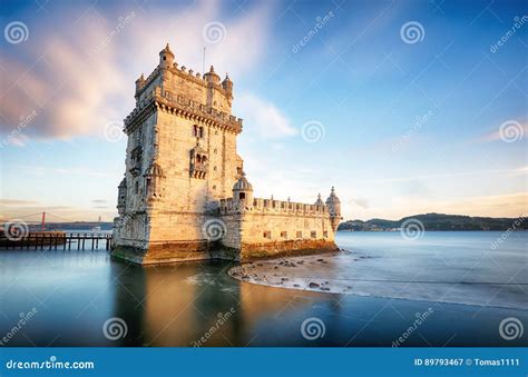 Lisbon, Belem Tower - Tagus River, Portugal Stock Image - Image of fort, stone: 89793467