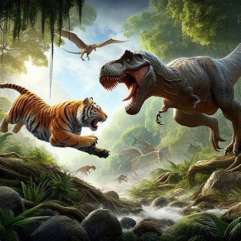 T rex Vs Tiger by dinosaurman217 on DeviantArt