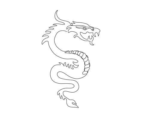 chinese dragon, hand drawn, mono line, one line art 16530399 Vector Art at Vecteezy