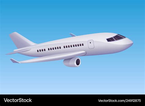 White cartoon airplane flying in sky Royalty Free Vector