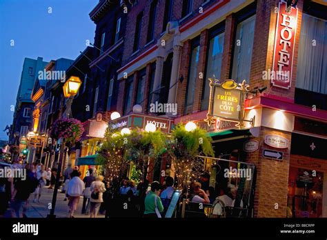 Streetscape Night, Old Quebec City, Quebec Stock Photo, Royalty Free ...