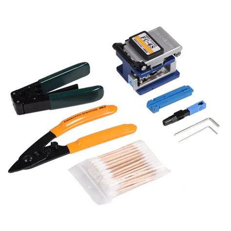 1 Set FTTH Splicing Splice Fiber Optic Stripping Tool Kit Set With Fiber Cleaver Fiber Optic ...