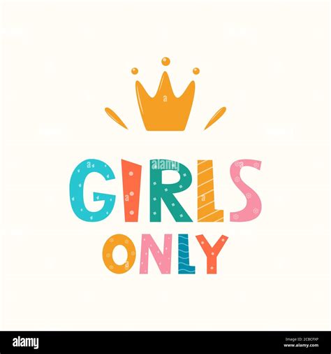 Girls only, lettering with crown symbol. Logo, icon, label for your ...