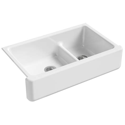 Shop KOHLER Whitehaven 35.5-in x 21.56-in White Double-Basin Standard Drop-In Apron Front ...