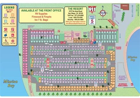 Mission Bay RV Resort Map • Mission Bay RV Resort