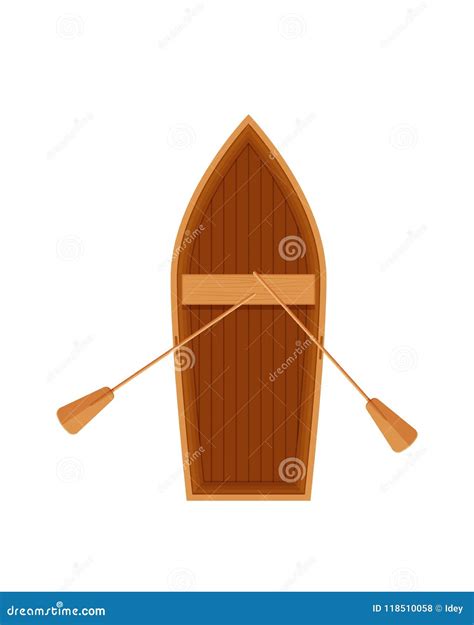 Wooden Boat with Oars. Water Transport, Fishing Boat, Travel, Hobbies. Stock Vector ...