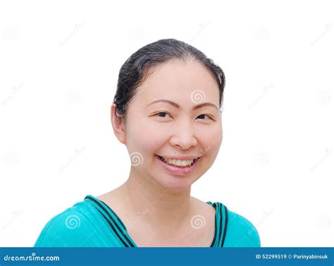Woman Smilling At Camera. Isolated On White Brick Wall Royalty-Free Stock Photography ...