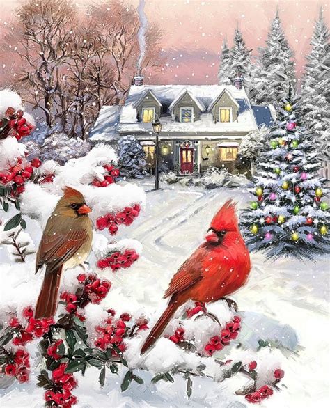 GONE - Winter Cardinal Pair Quilt Panel by David Textiles