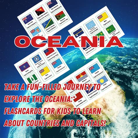 Discover Oceania: Flags Capitals and Countries Flashcards - Etsy