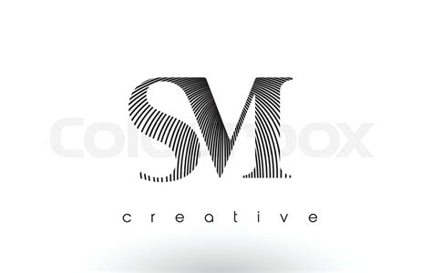 SM Logo Design With Multiple Lines and Black and White Colors. | Stock ...