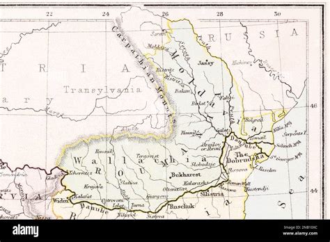 1870 atlas map of Moldova, Romania (post 1866 Romanian kingdom ...