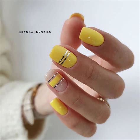 20 Chic Everyday Pastel Nails | Yellow nails, Silver nail designs ...