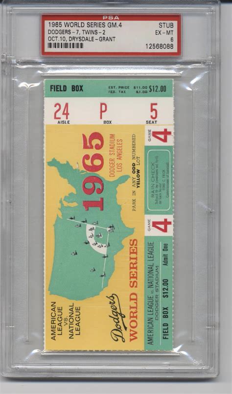 1965 World Series Game 4 Ticket Stub PSA 6 - Tickets From The Past